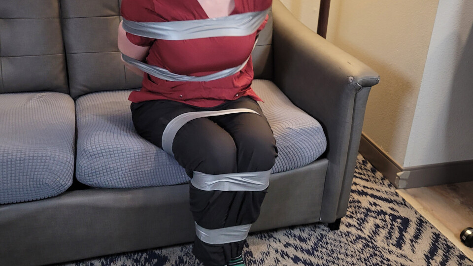 Nurse Kat bound and gagged in duct tape
